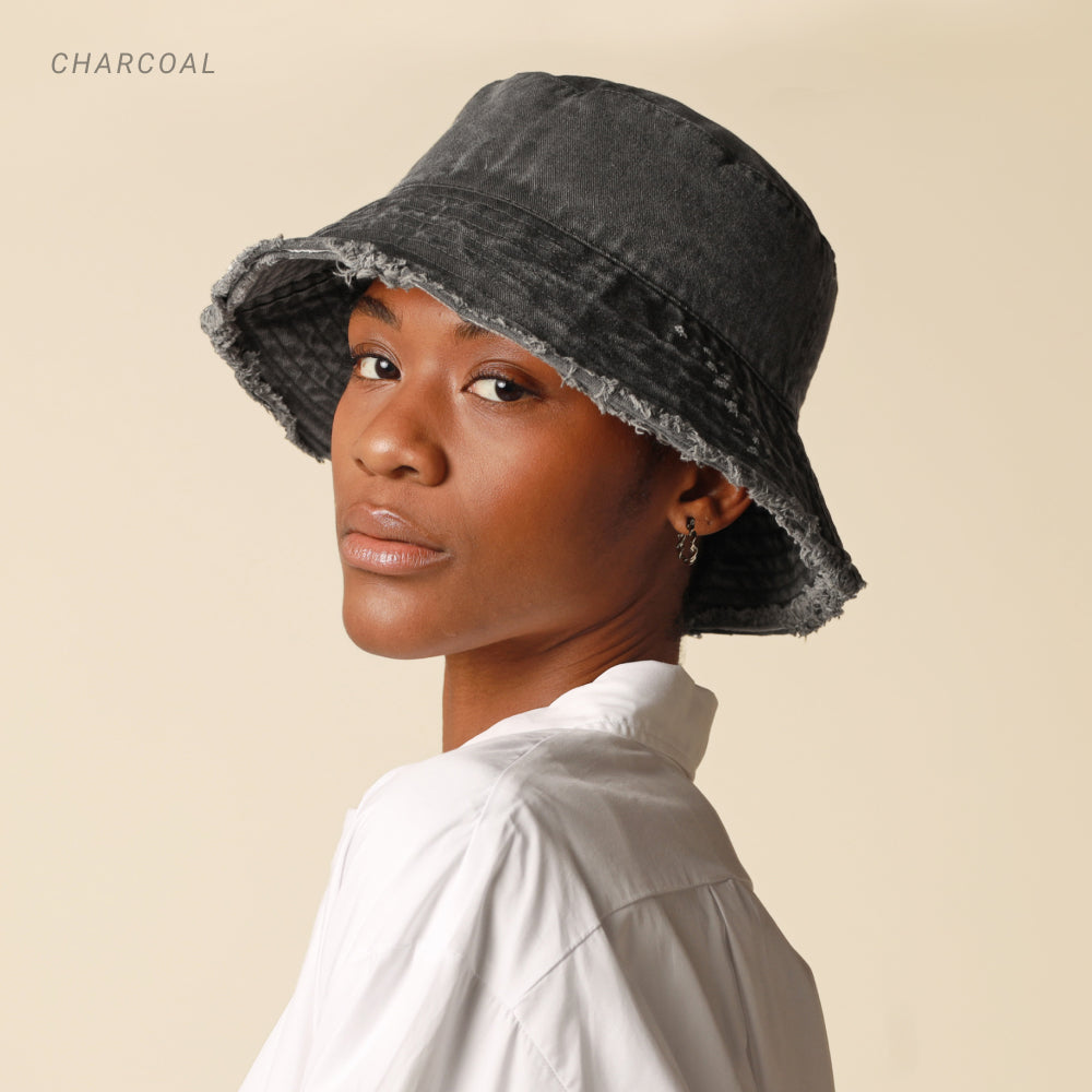 Frayed Cotton Bucket Hat
