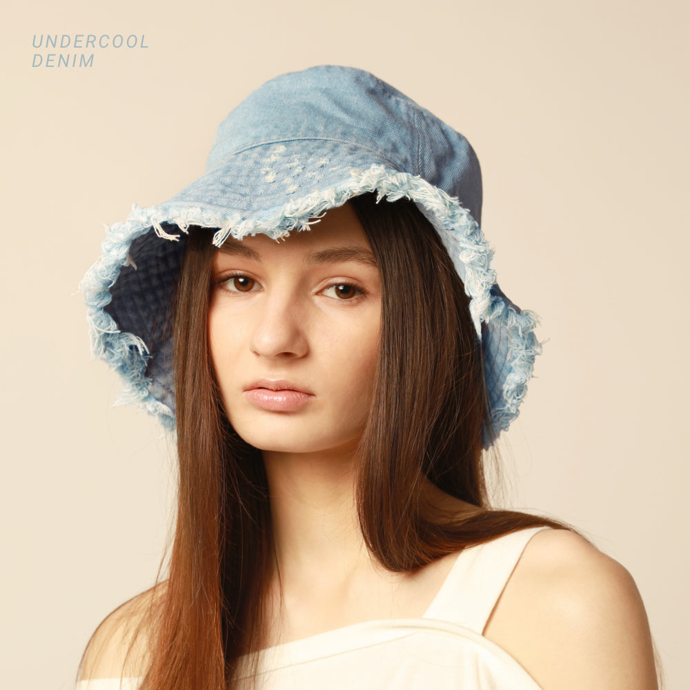 Frayed Cotton Bucket Hat