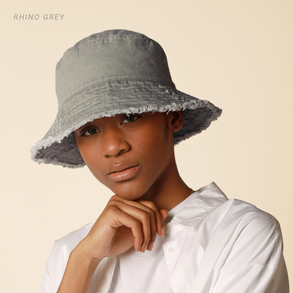 Frayed Cotton Bucket Hat