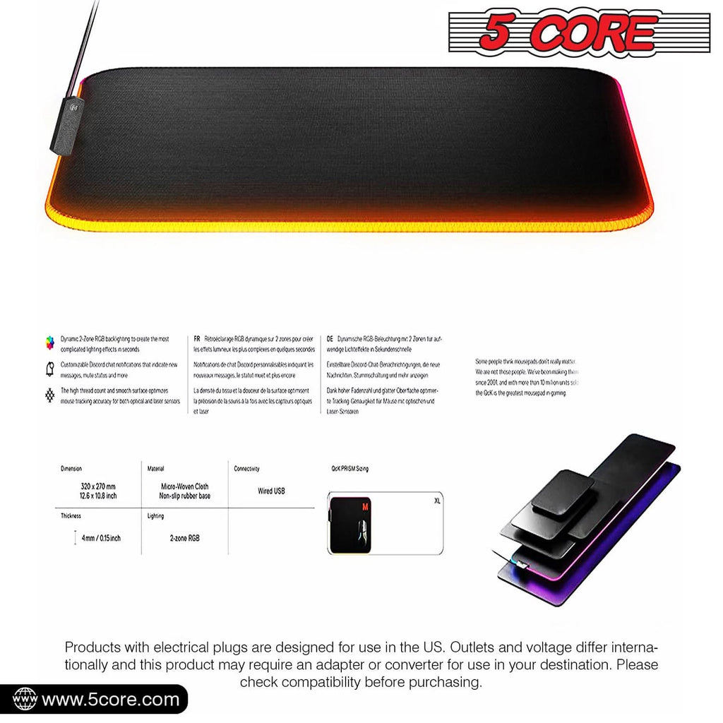 5Core RGB Gaming Mouse Pad - 12 Light Modes
