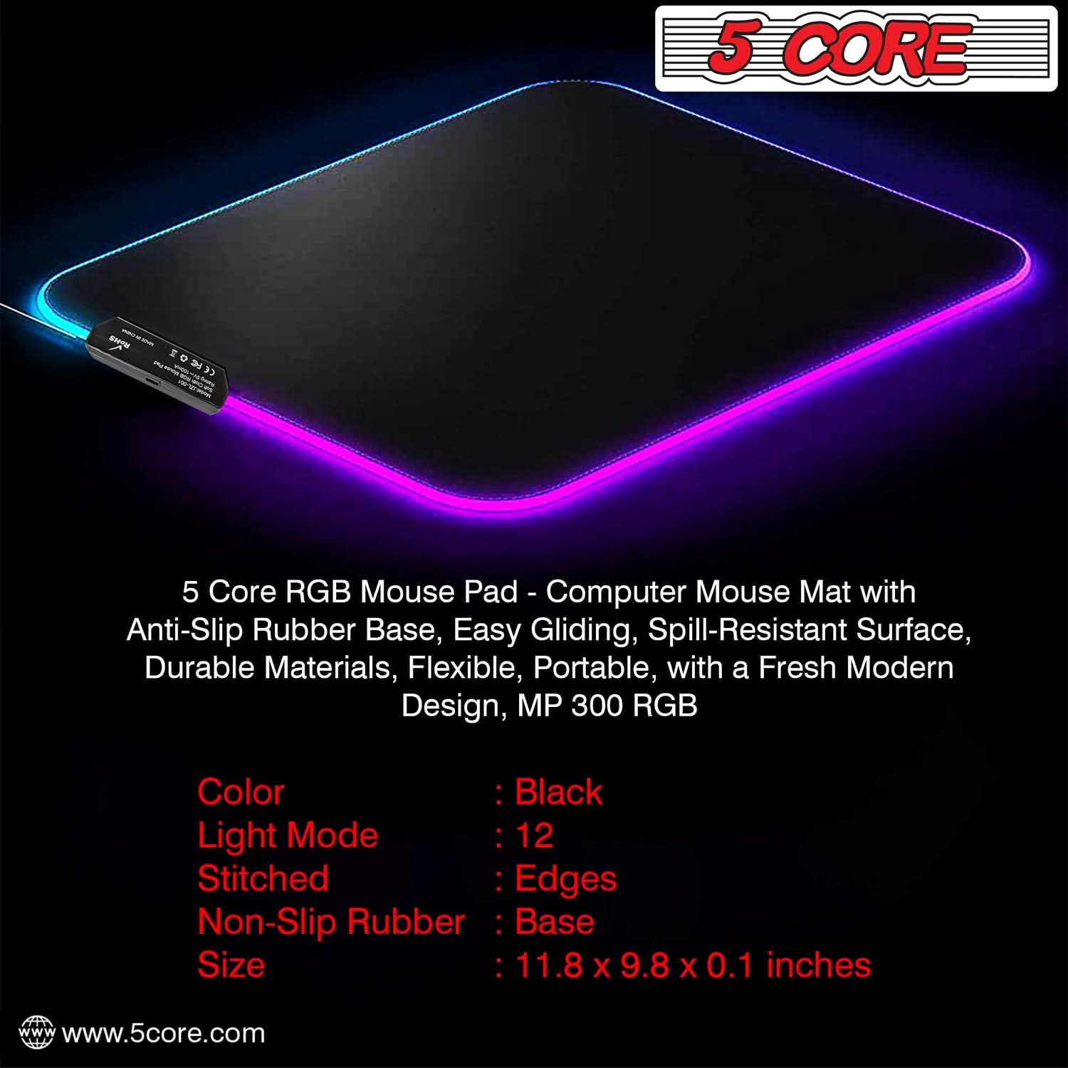 5Core RGB Gaming Mouse Pad - 12 Light Modes