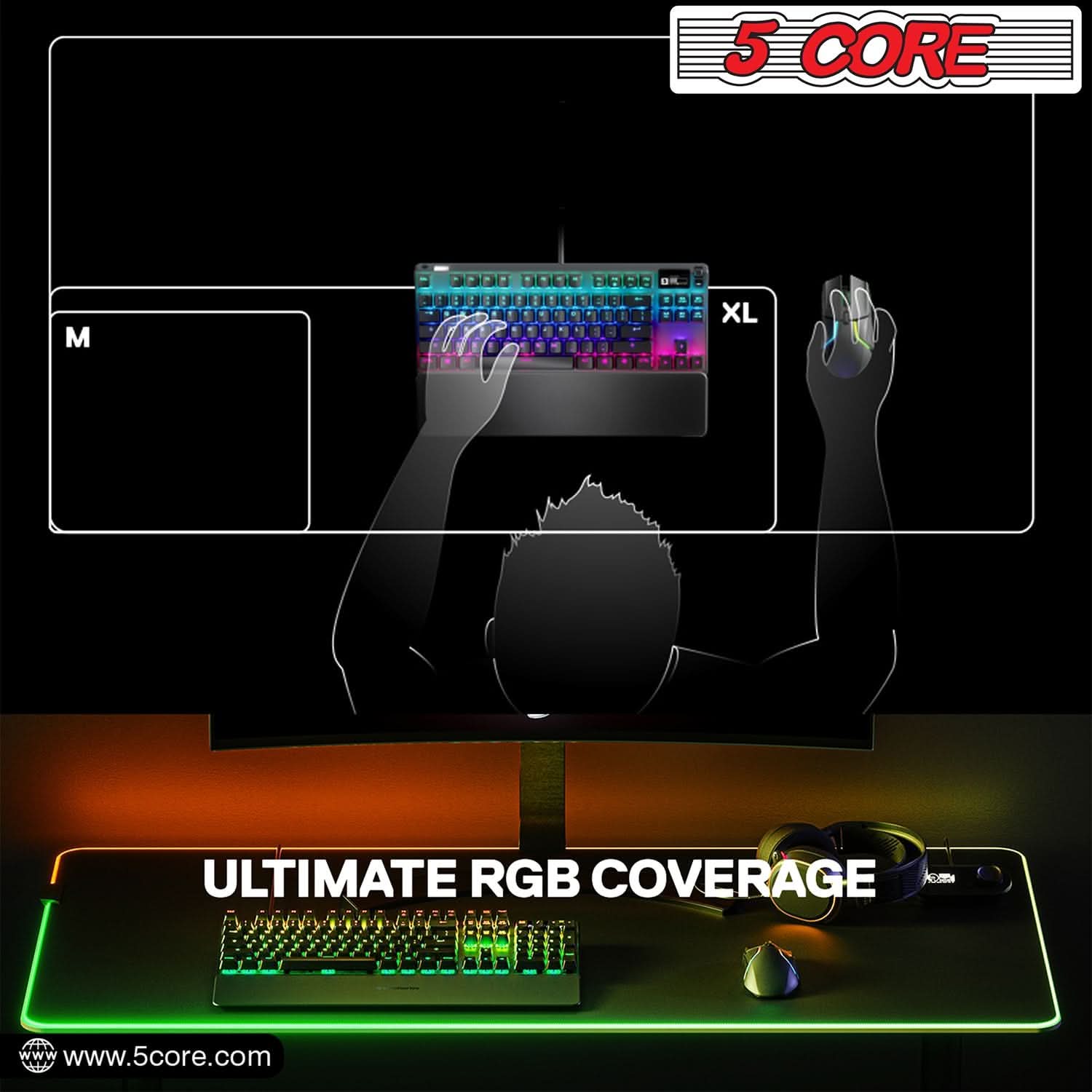 5Core RGB Gaming Mouse Pad - 12 Light Modes