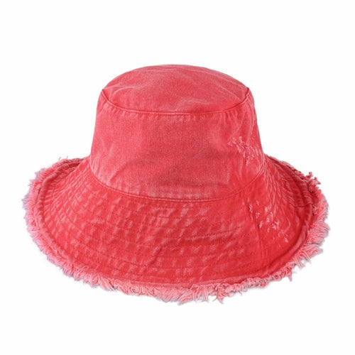 Frayed Cotton Bucket Hat