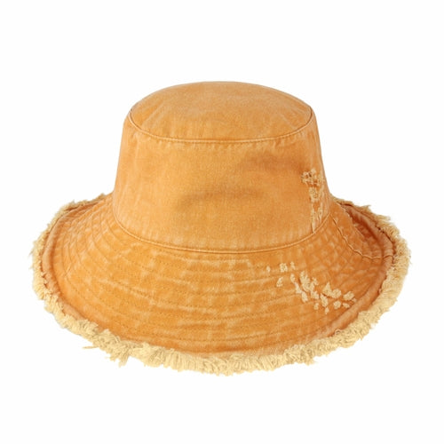 Frayed Cotton Bucket Hat