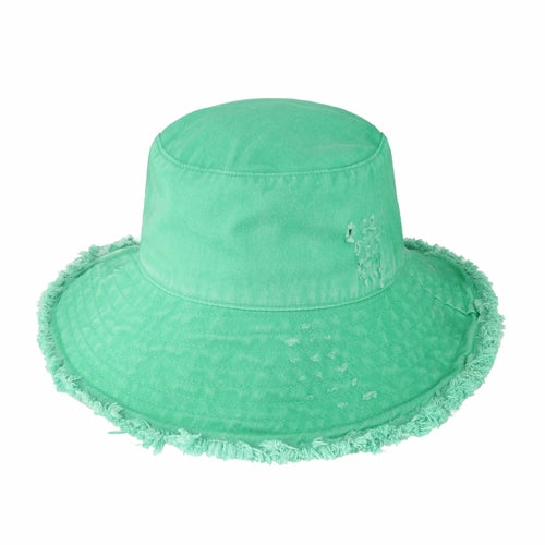 Frayed Cotton Bucket Hat