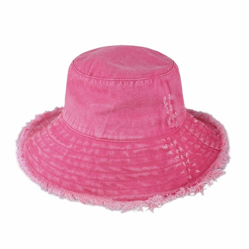 Frayed Cotton Bucket Hat