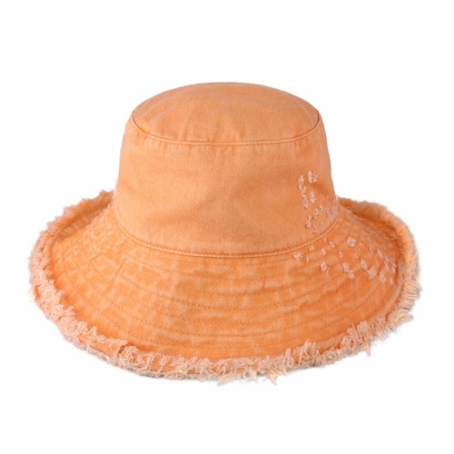 Frayed Cotton Bucket Hat