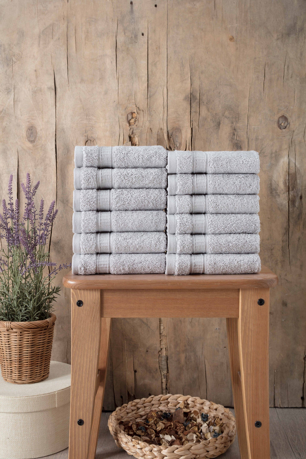 Luxury Turkish Cotton Washcloth Set of 12