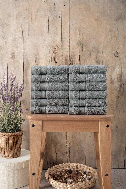 Luxury Turkish Cotton Washcloth Set of 12