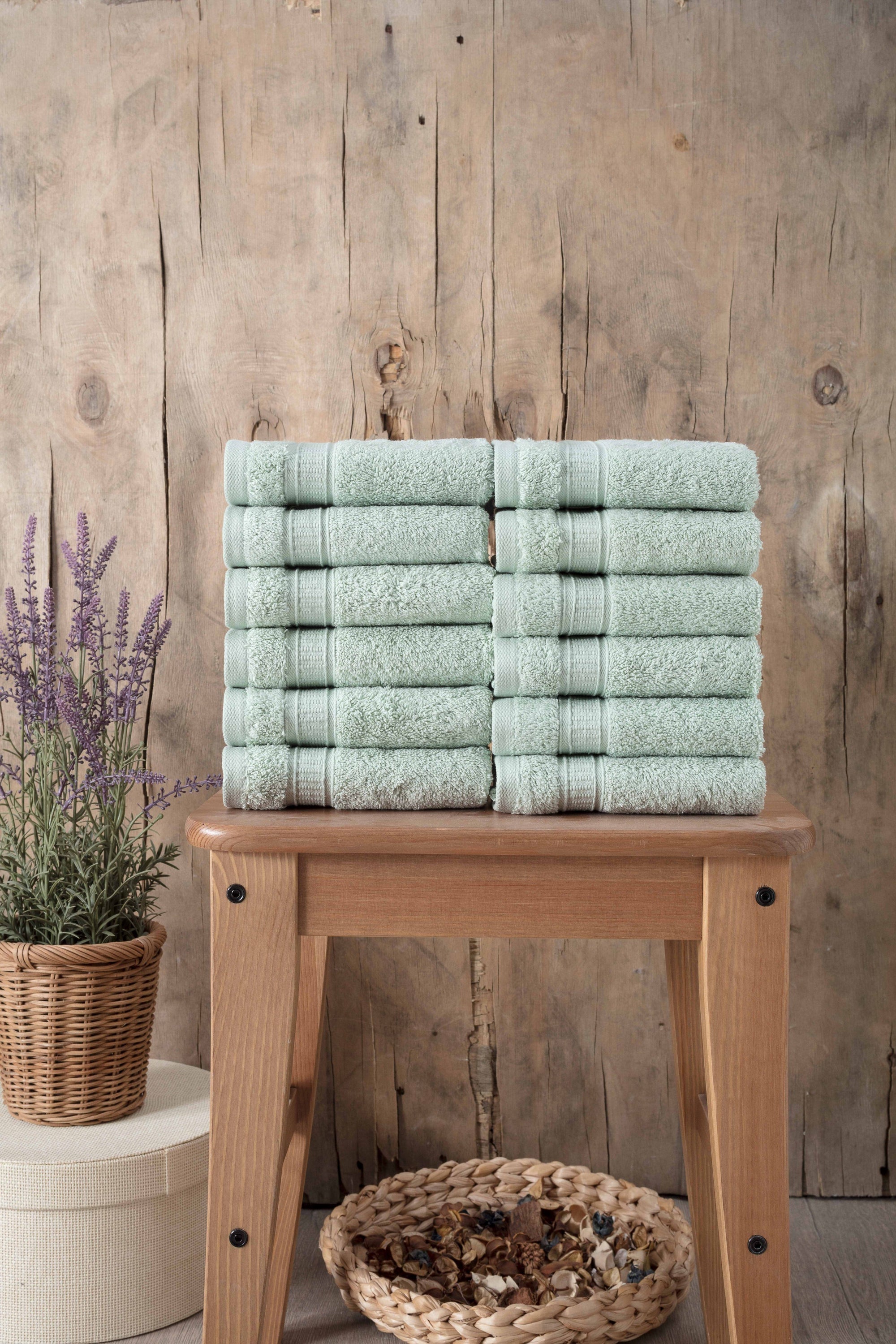 Luxury Turkish Cotton Washcloth Set of 12