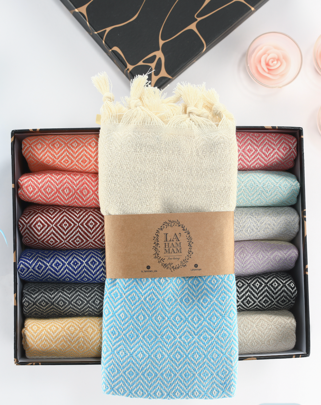 Diamond Turkish Cotton Kitchen Towels - Set of 2