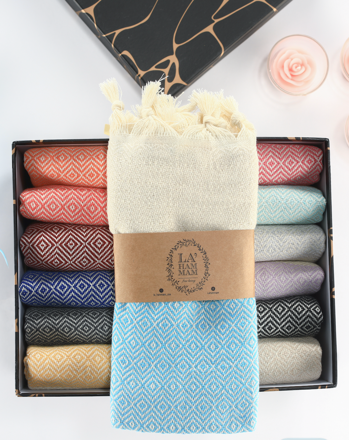 Diamond Turkish Cotton Kitchen Towels - Set of 2