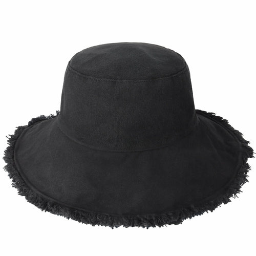 Frayed Cotton Bucket Hat