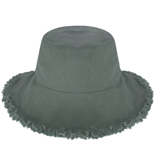 Frayed Cotton Bucket Hat