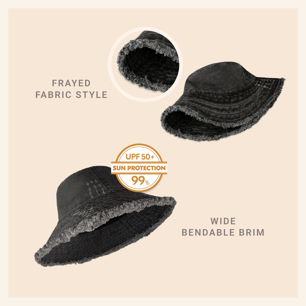 Frayed Cotton Bucket Hat
