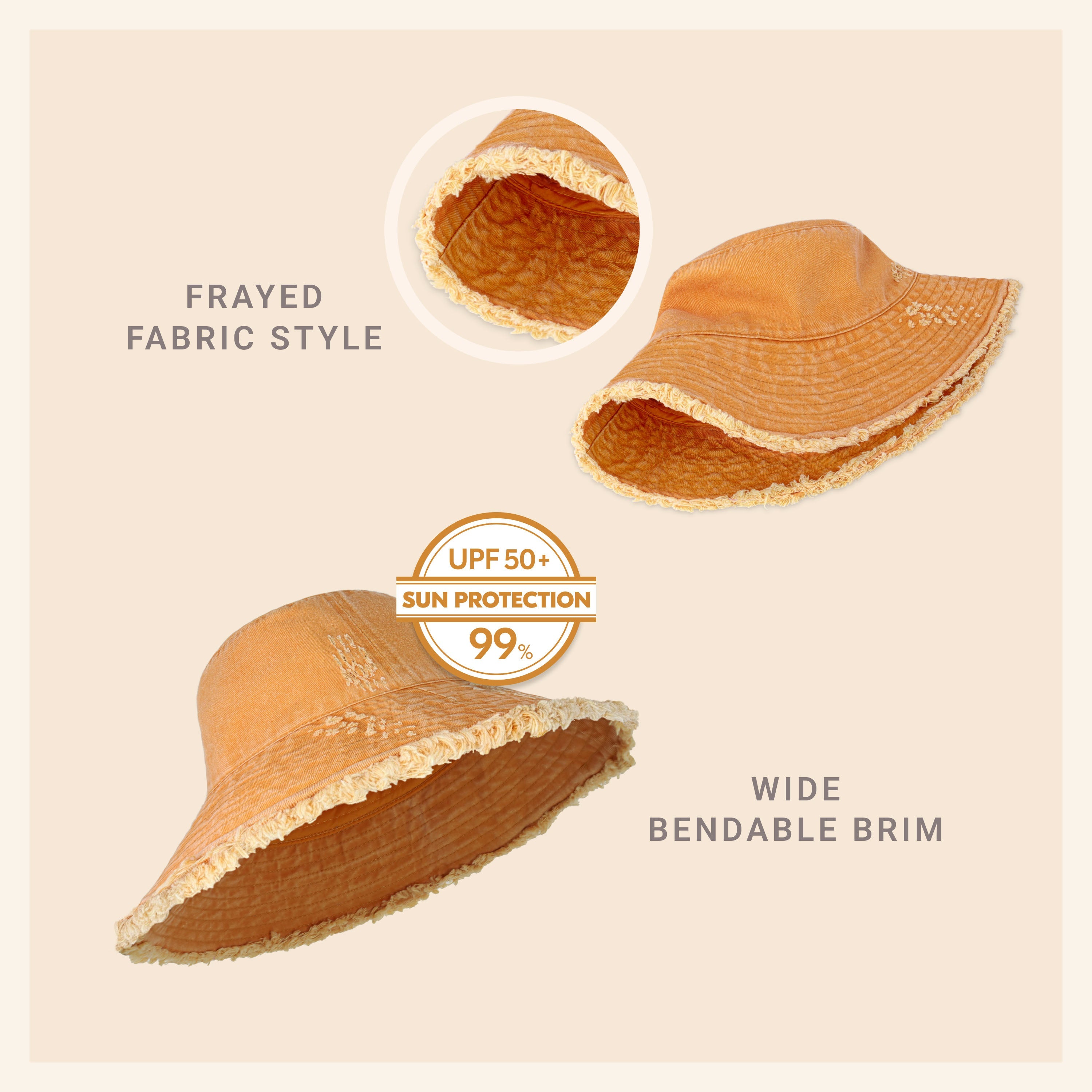 Frayed Cotton Bucket Hat