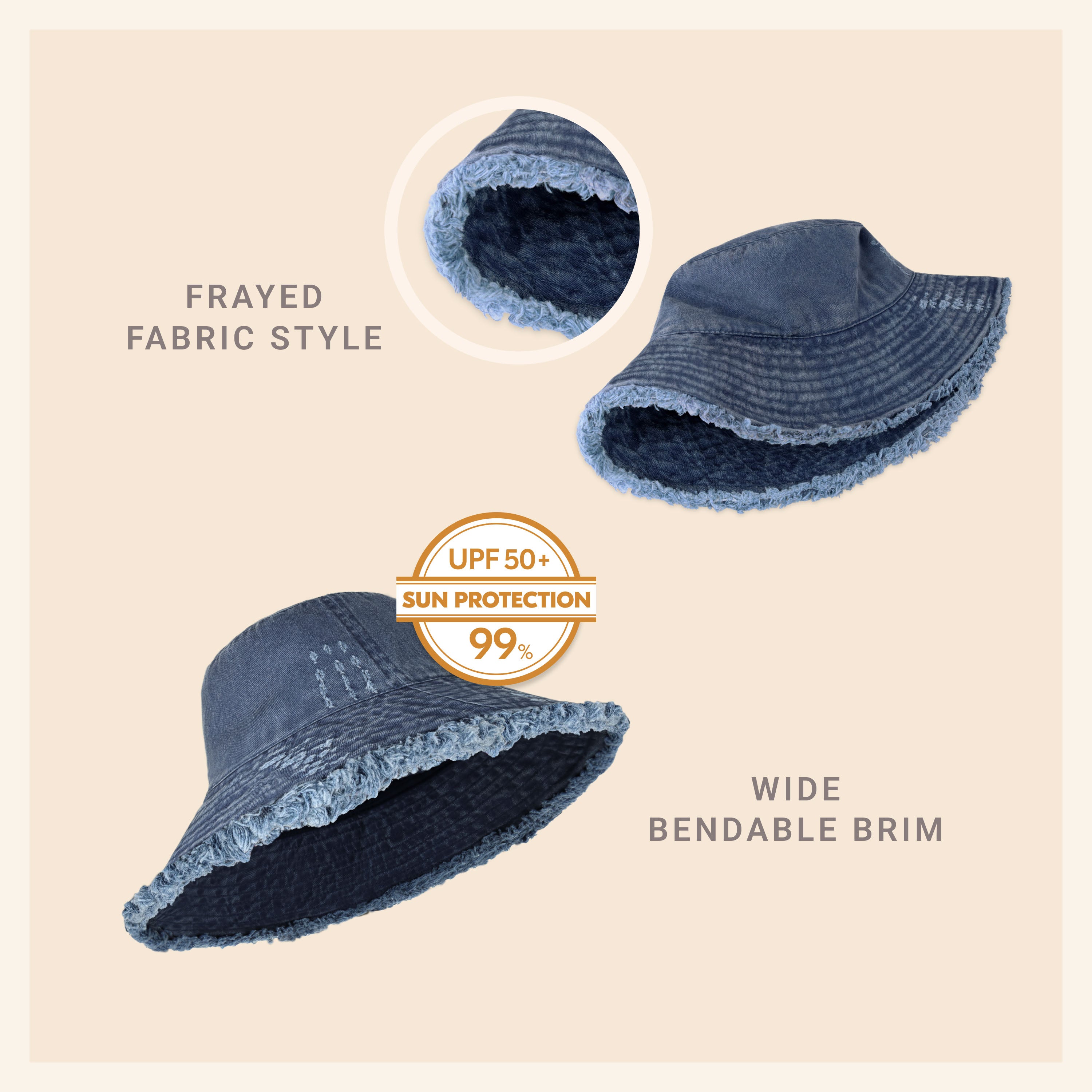 Frayed Cotton Bucket Hat