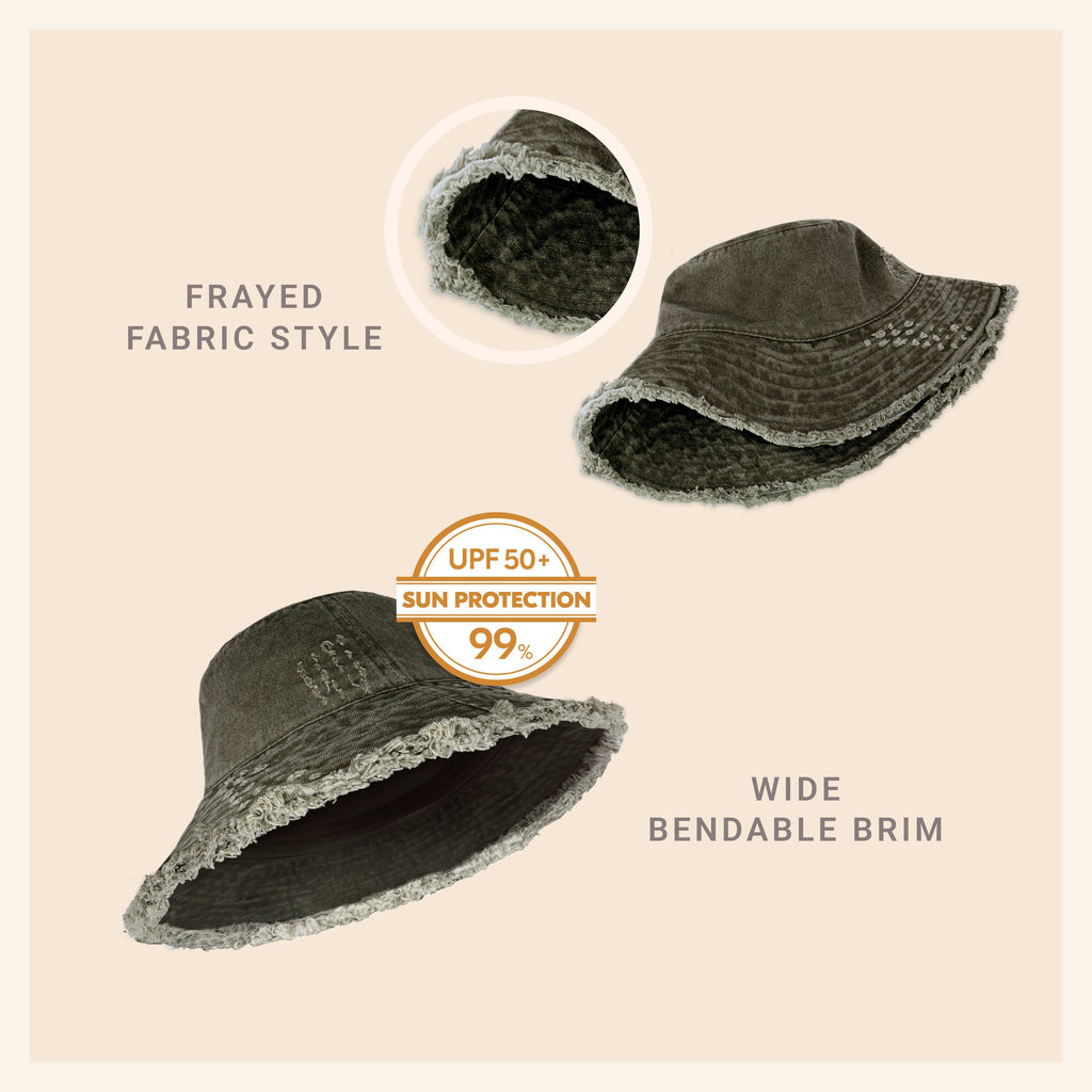 Frayed Cotton Bucket Hat