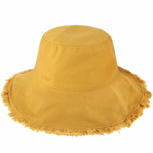 Frayed Cotton Bucket Hat