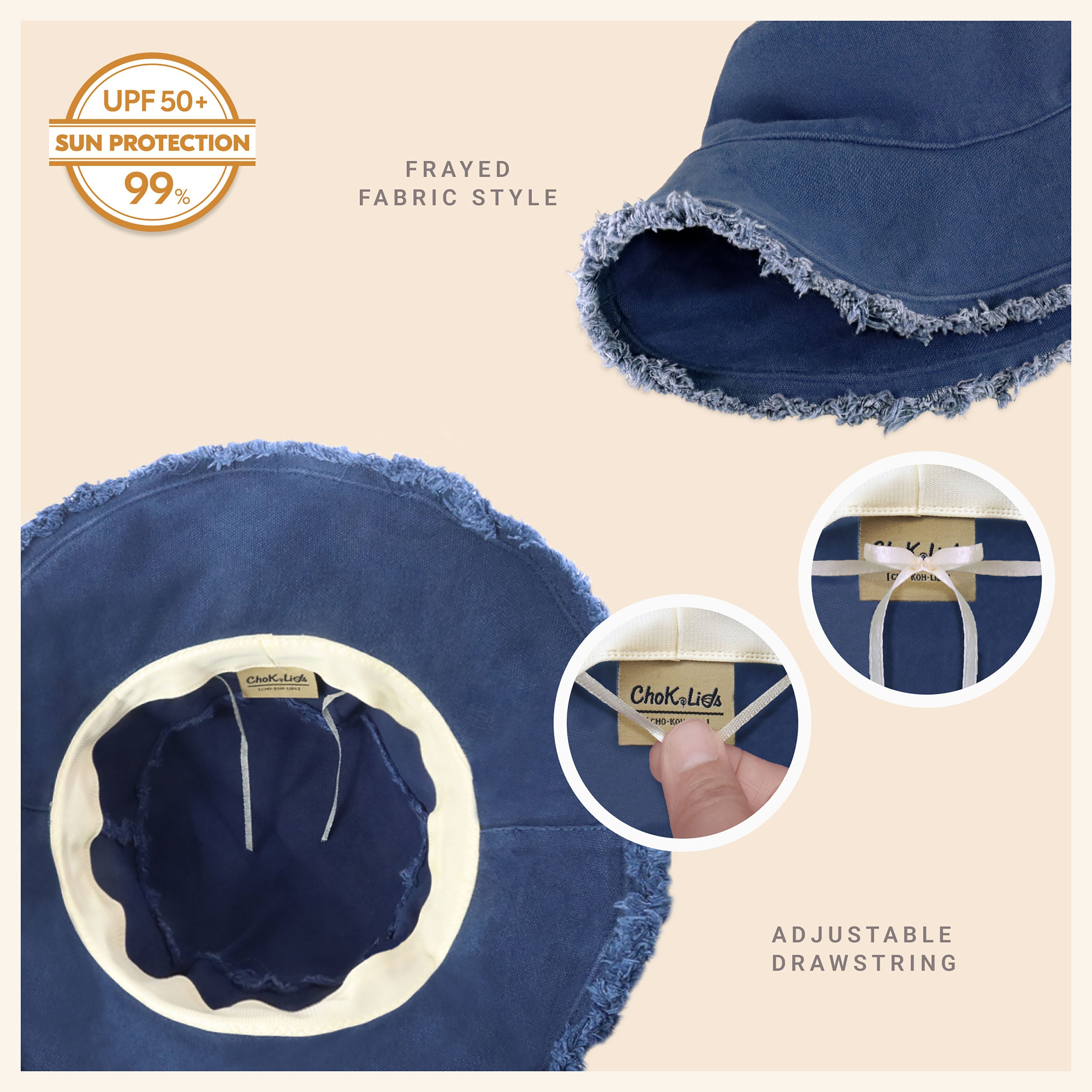 Frayed Cotton Bucket Hat