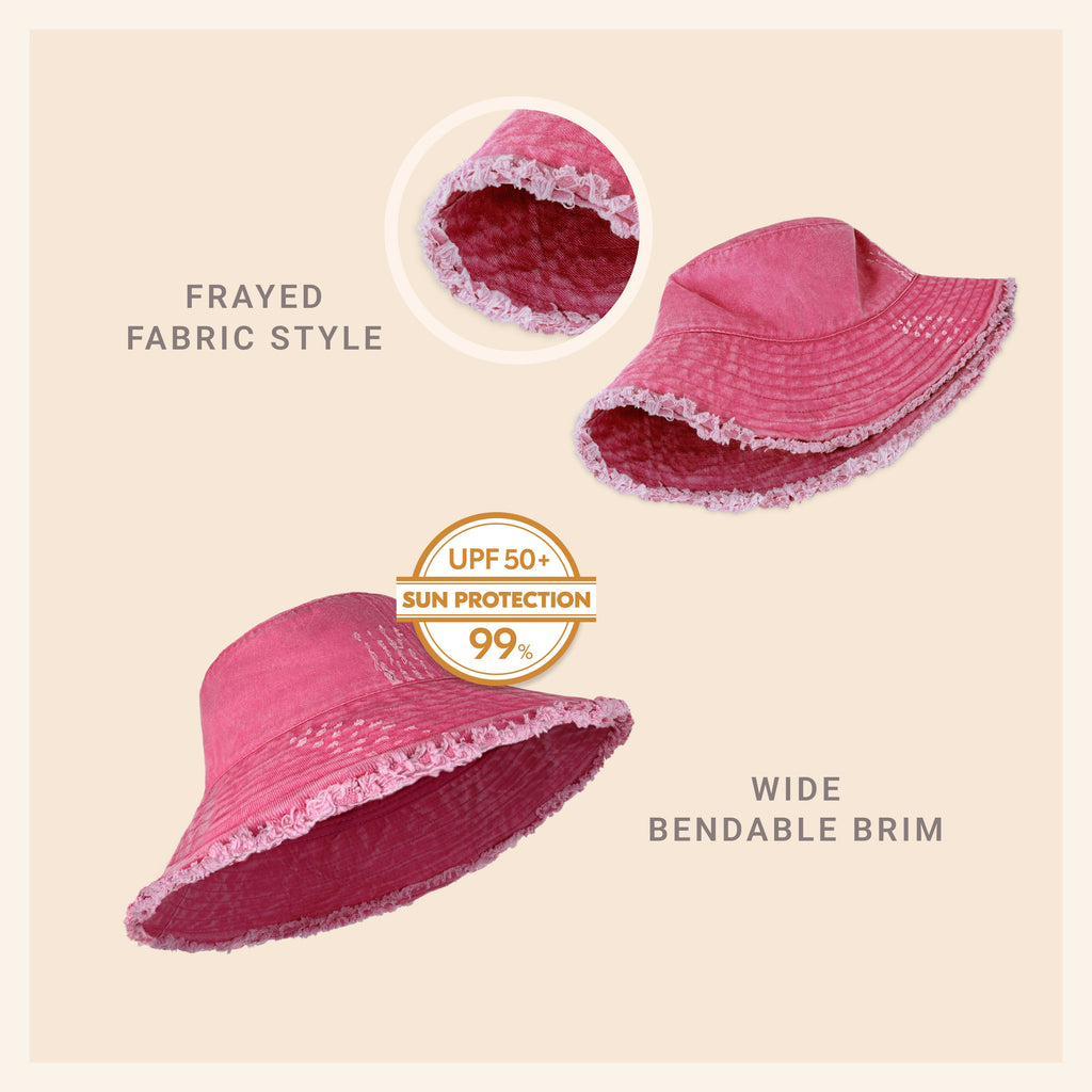 Frayed Cotton Bucket Hat
