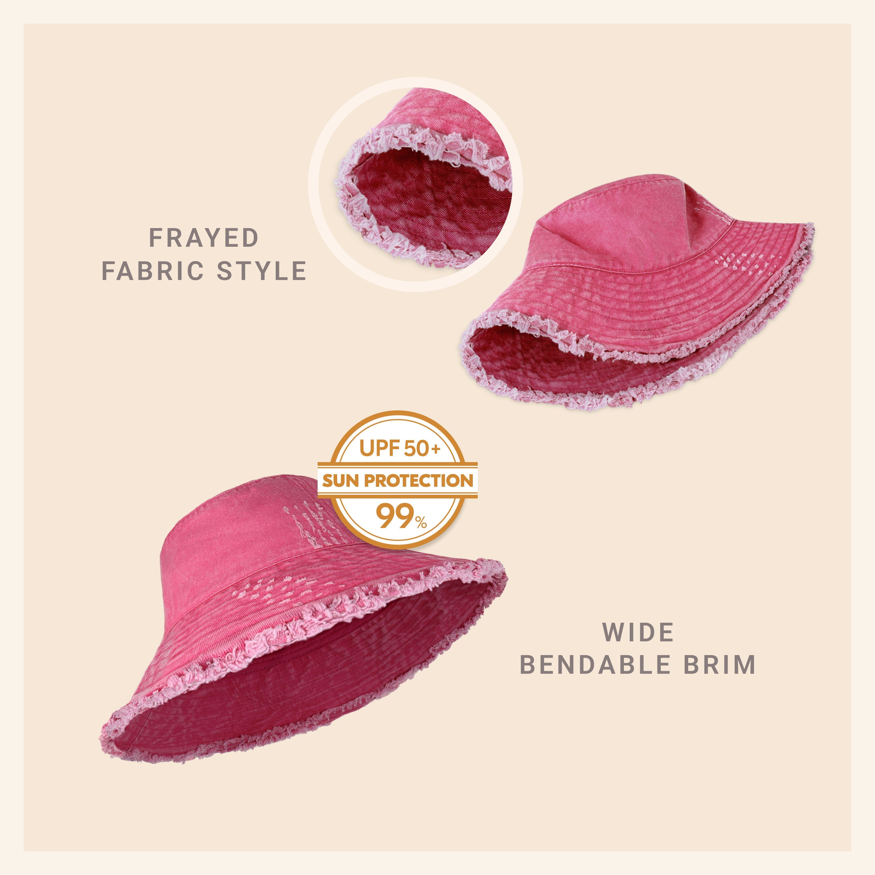 Frayed Cotton Bucket Hat