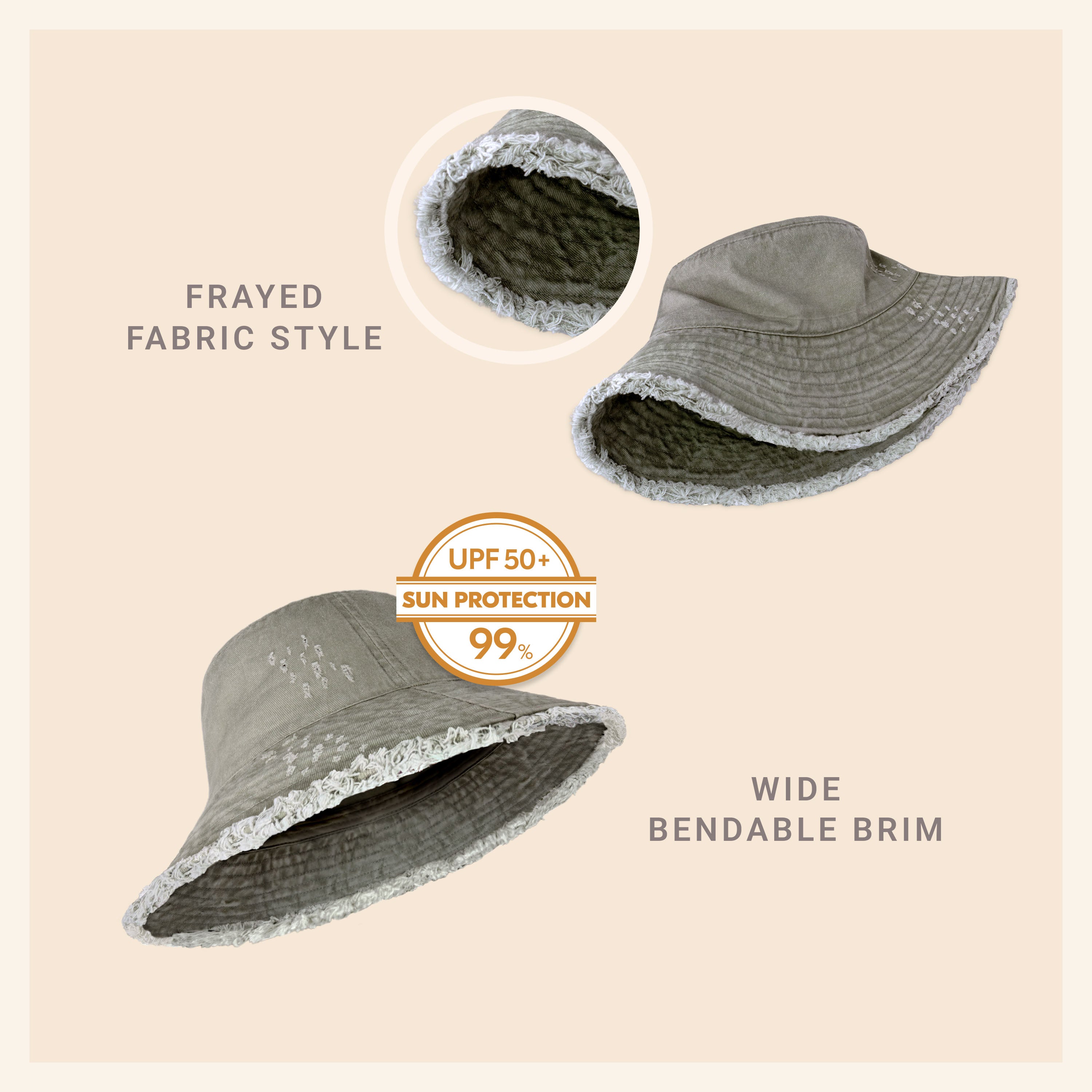 Frayed Cotton Bucket Hat